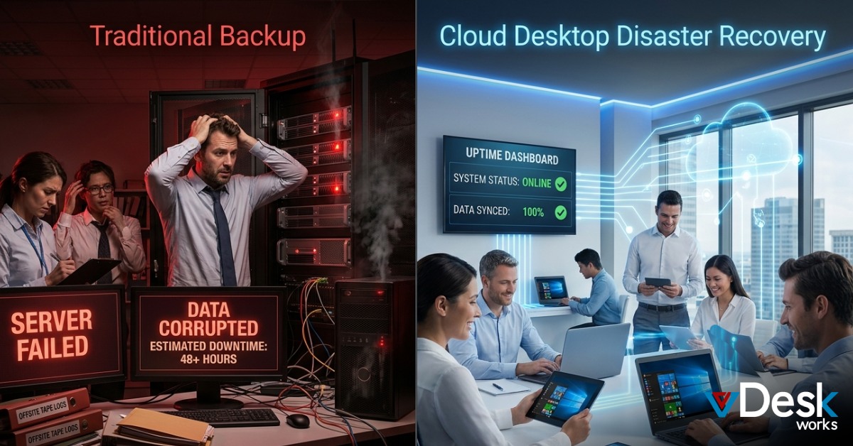 Disaster Recovery vs Backup: Why Cloud Desktop Is the Smarter Approach for Business Continuity?