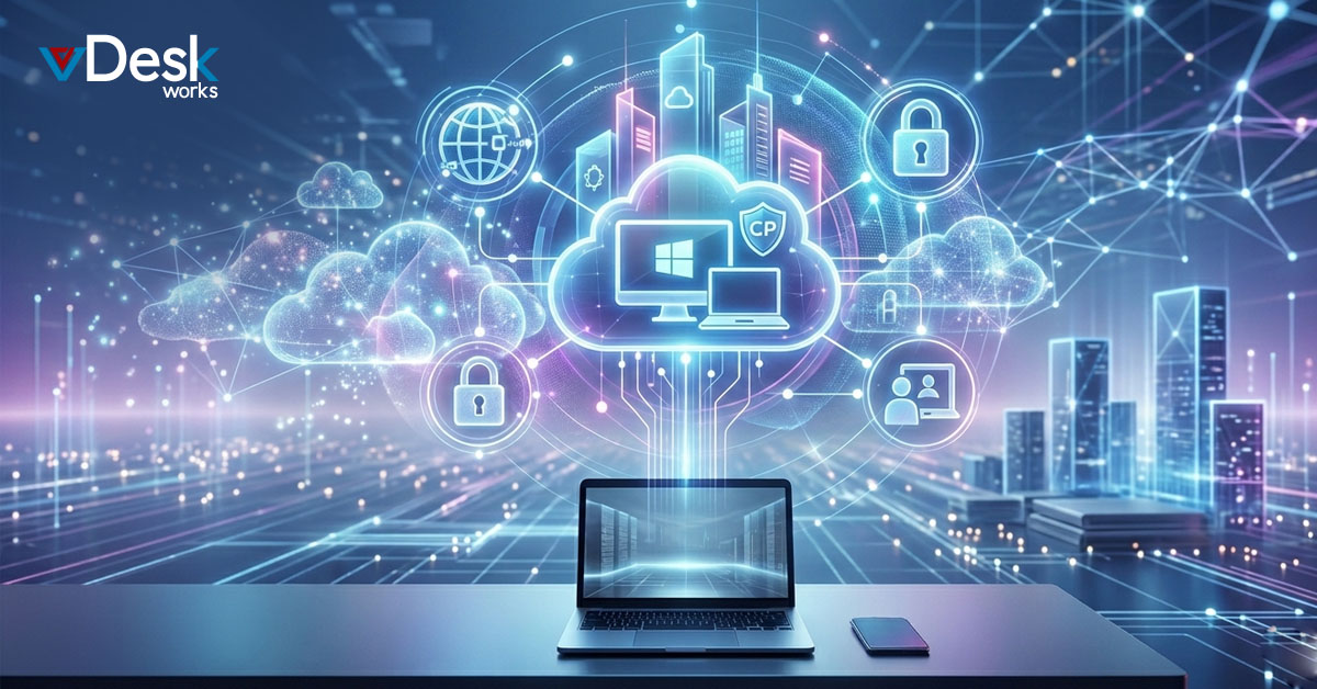  Cloud PC, Virtual Desktop, Remote Work, IT Infrastructure, Desktop Virtualization, Cloud Computing, vDeskWorks, Digital Workplace, Endpoint Management, Remote Access