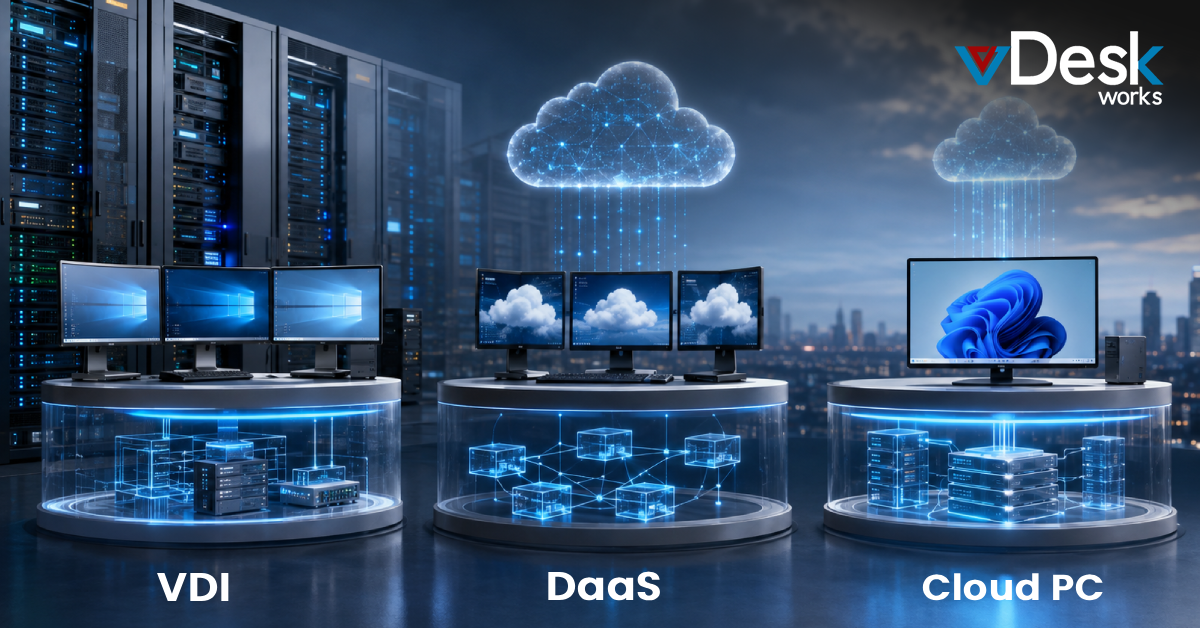 Virtual Desktop Cloud Infrastructure Explained: VDI vs DaaS vs Cloud PC (Simple Guide for Non-IT Buyers)